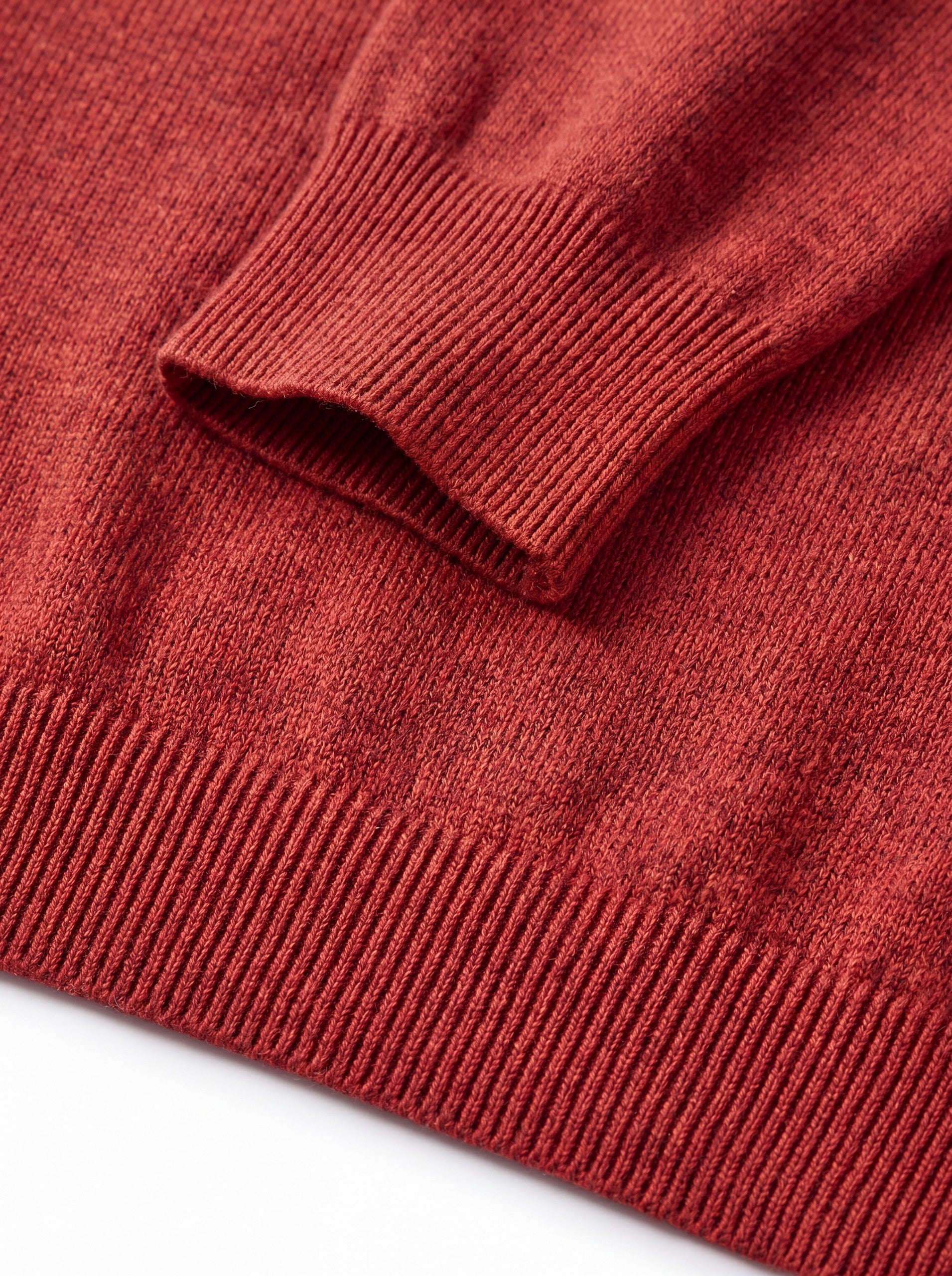 Solid Crew Neck Sweater — Red