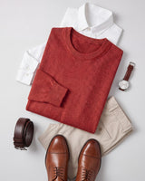 Solid Crew Neck Sweater — Red