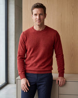 Solid Crew Neck Sweater — Red