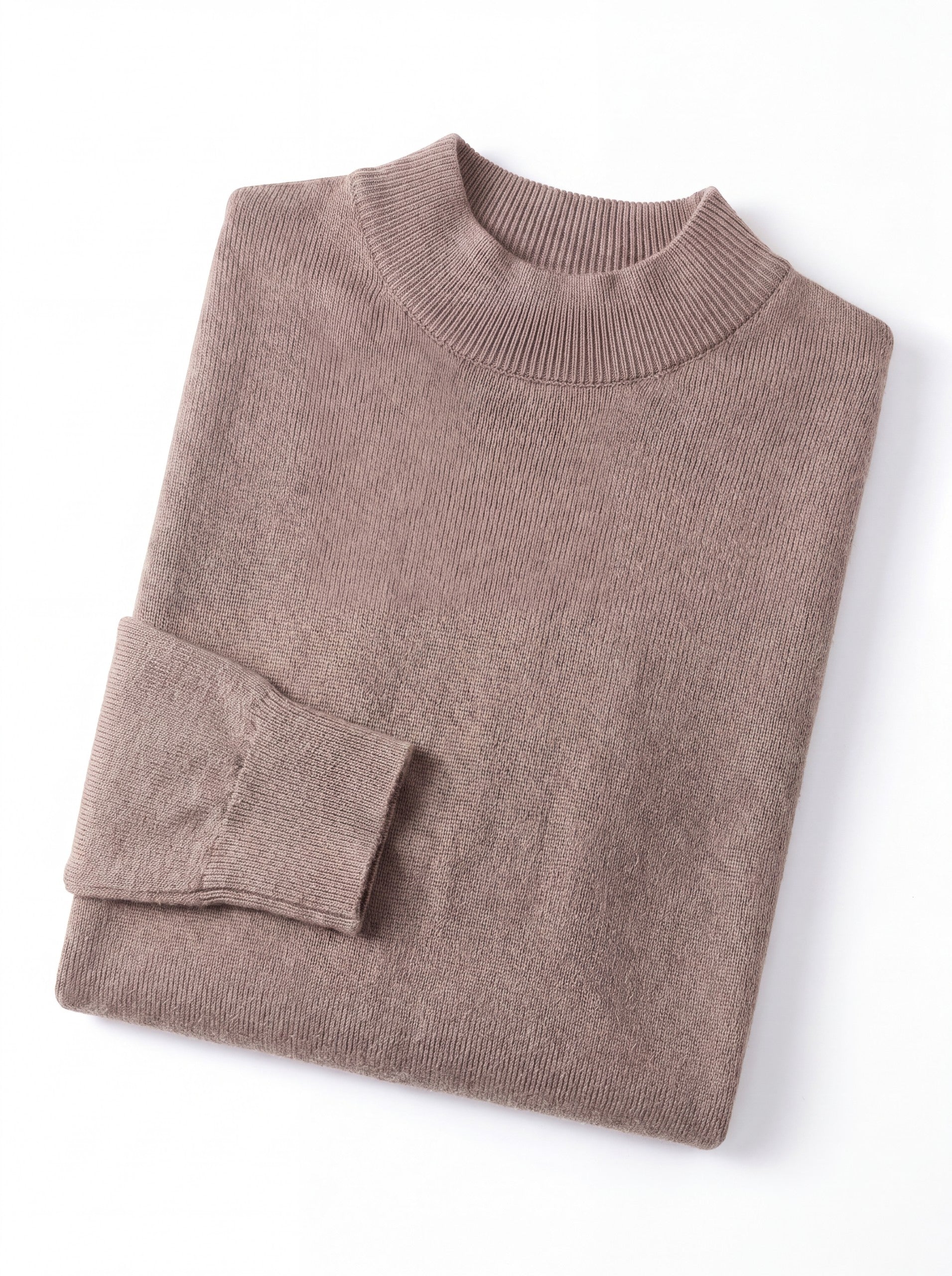Solid Turtleneck Sweater — Brown