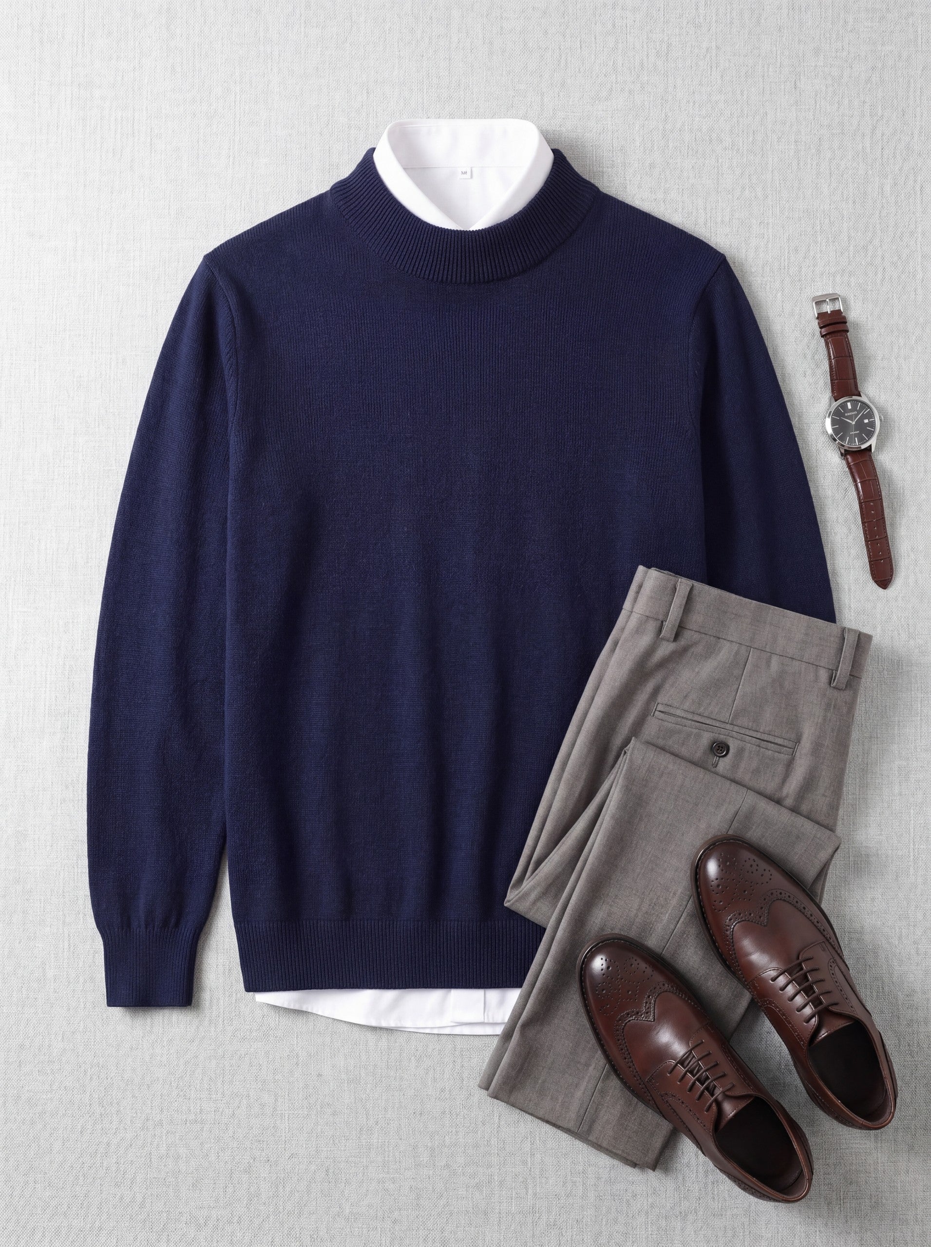 Solid Turtleneck Sweater — Dark blue