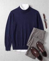 Solid Turtleneck Sweater — Dark blue