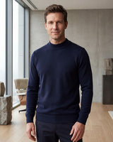 Solid Turtleneck Sweater — Dark blue