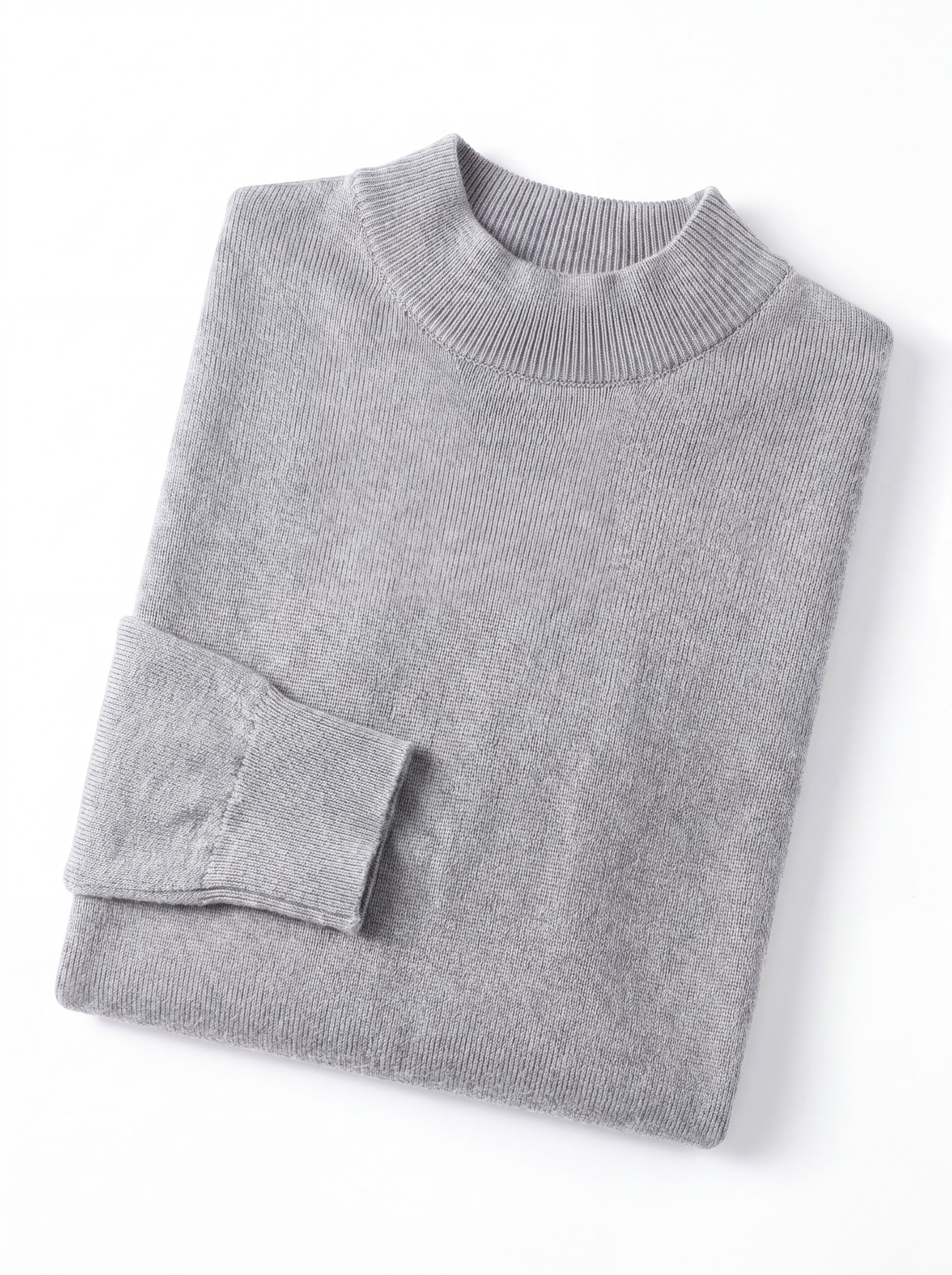 Solid Turtleneck Sweater — Light grey