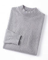 Solid Turtleneck Sweater — Light grey