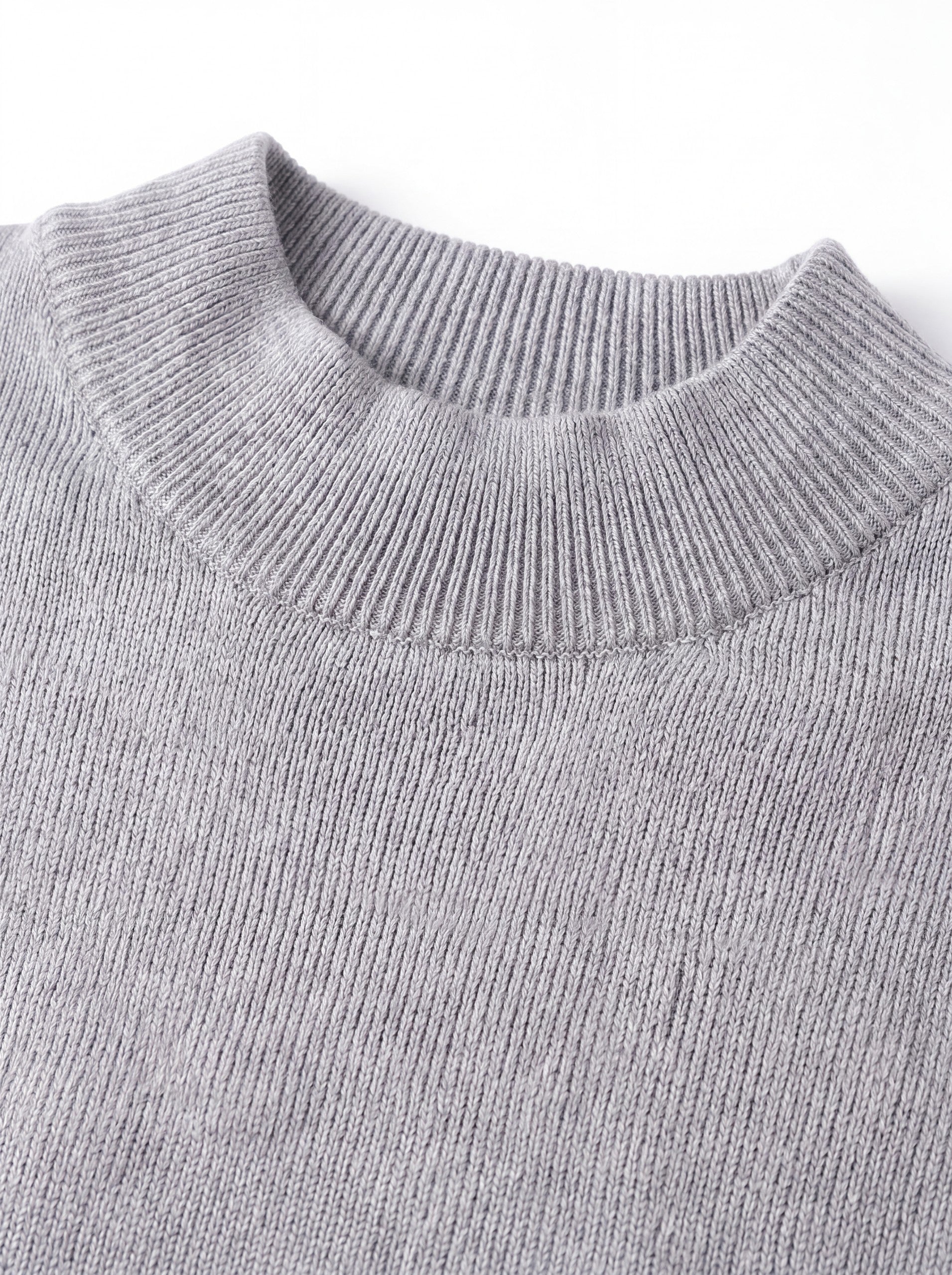 Solid Turtleneck Sweater — Light grey