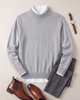 Solid Turtleneck Sweater — Light grey