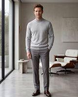 Solid Turtleneck Sweater — Light grey