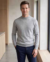 Solid Turtleneck Sweater — Light grey