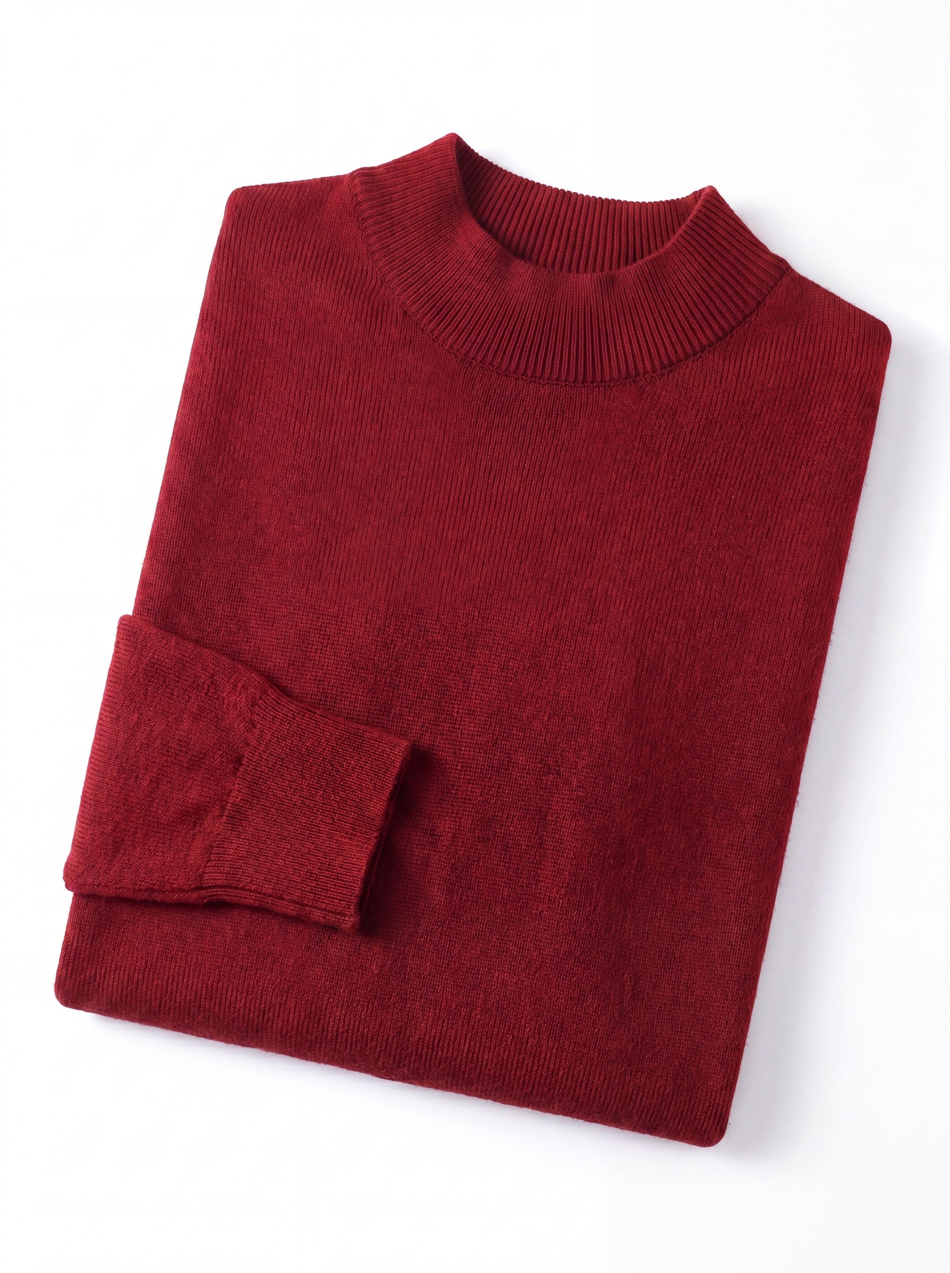 Solid Turtleneck Sweater — Red