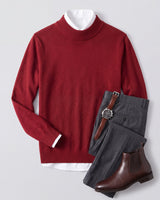 Solid Turtleneck Sweater — Red
