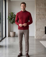 Solid Turtleneck Sweater — Red