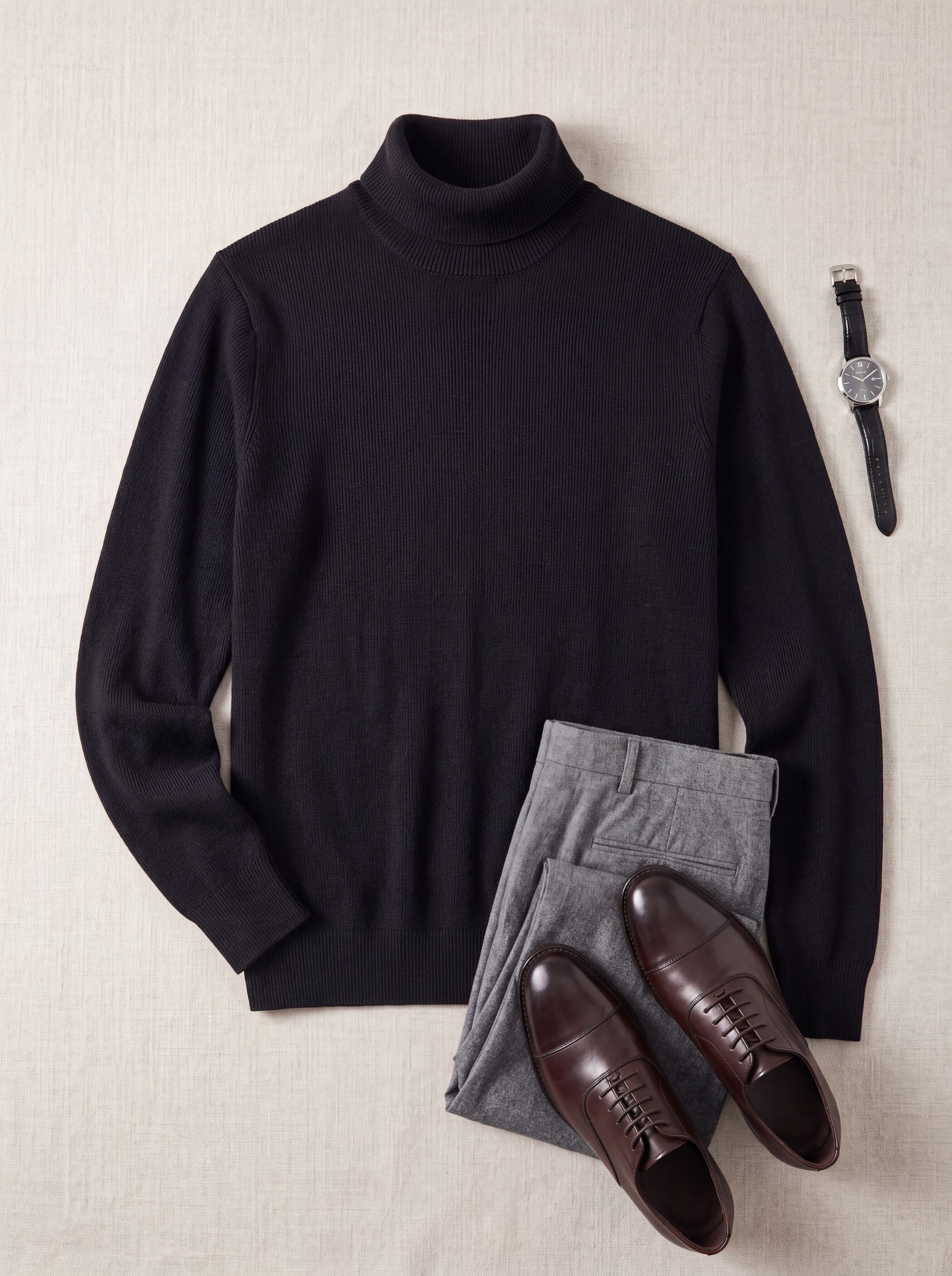 Slim Fit Turtleneck Sweater — Black