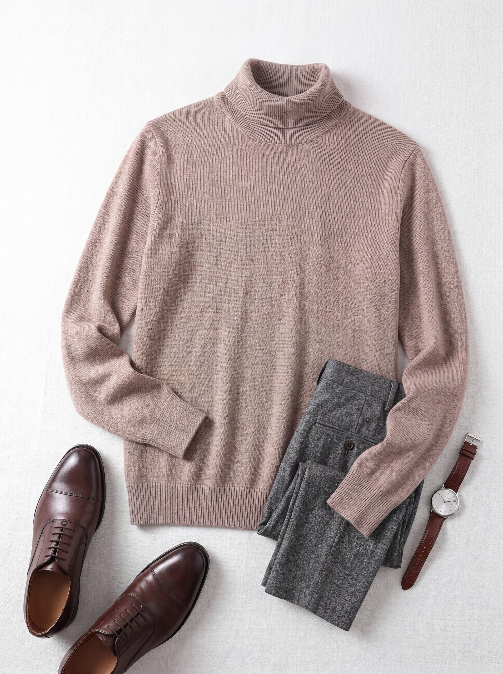 Slim Fit Turtleneck Sweater — Brown