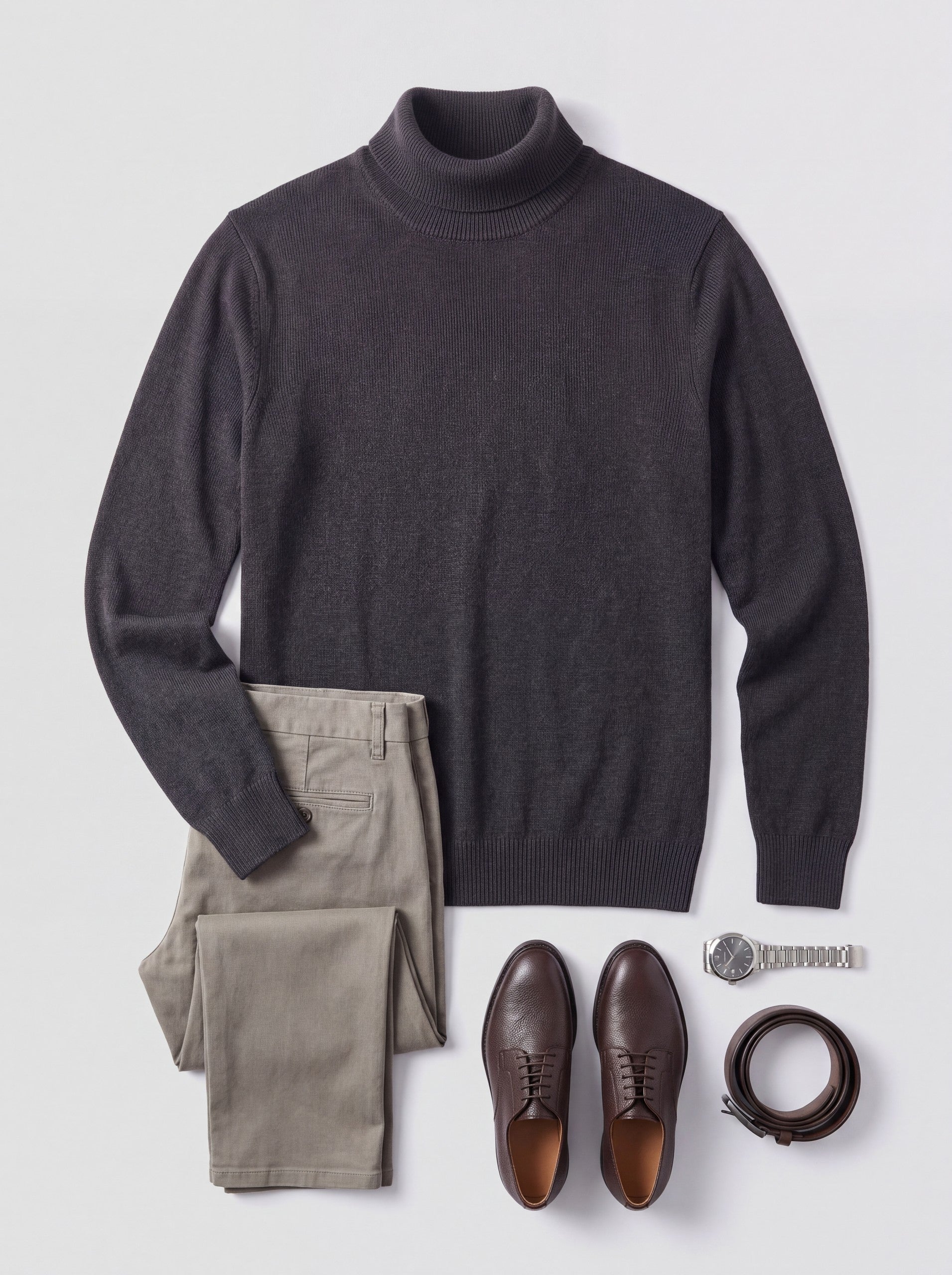 Slim Fit Turtleneck Sweater — Dark grey