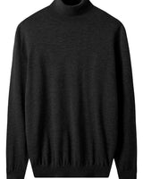 Heavy Gauge Turtleneck Wool Sweater — Black
