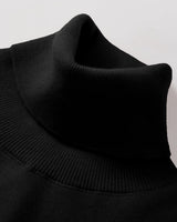 Heavy Gauge Turtleneck Wool Sweater — Black