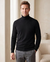 Heavy Gauge Turtleneck Wool Sweater — Black