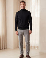 Heavy Gauge Turtleneck Wool Sweater — Black