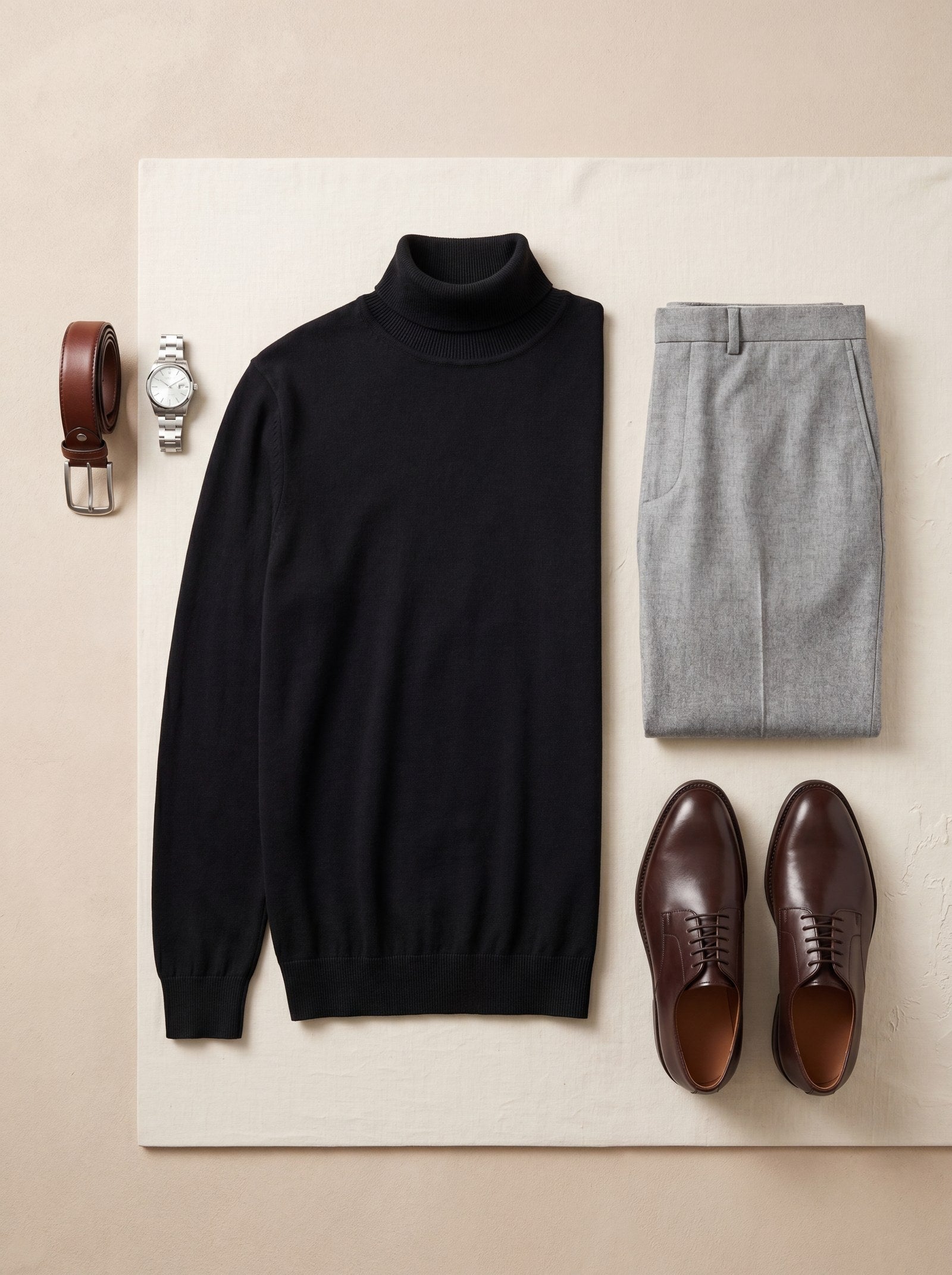 Heavy Gauge Turtleneck Wool Sweater — Black
