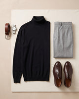 Heavy Gauge Turtleneck Wool Sweater — Black