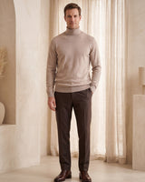 Heavy Gauge Turtleneck Wool Sweater — Brown