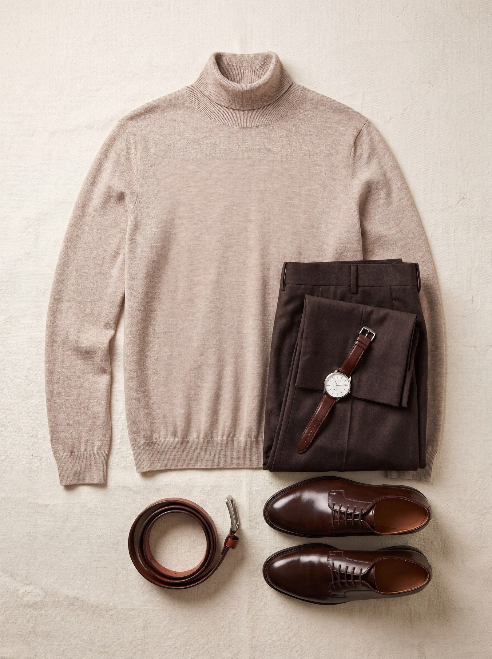 Heavy Gauge Turtleneck Wool Sweater — Brown