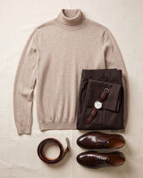 Heavy Gauge Turtleneck Wool Sweater — Brown
