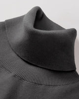 Heavy Gauge Turtleneck Wool Sweater — Dark Grey