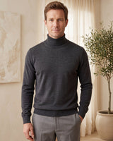 Heavy Gauge Turtleneck Wool Sweater — Dark Grey