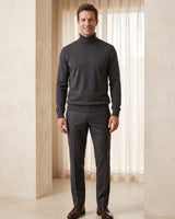 Heavy Gauge Turtleneck Wool Sweater — Dark Grey