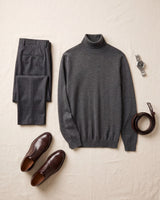 Heavy Gauge Turtleneck Wool Sweater — Dark Grey
