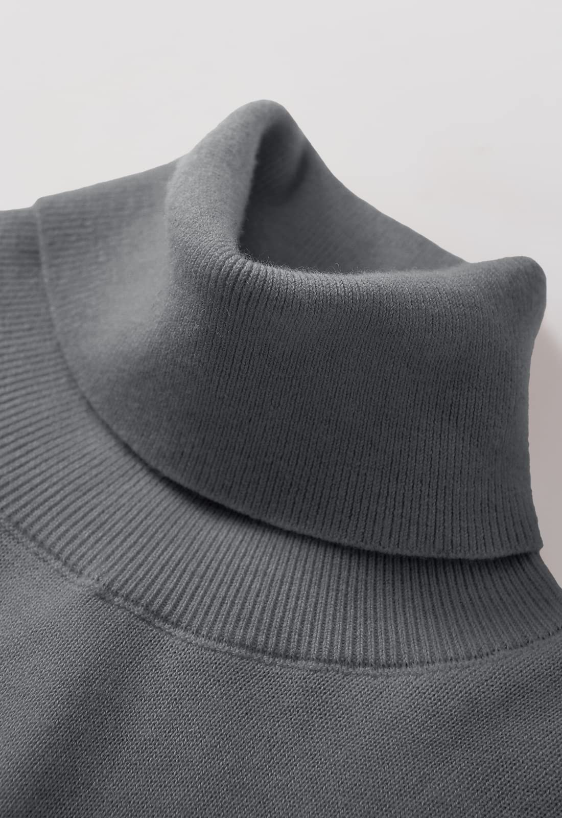 Heavy Gauge Turtleneck Wool Sweater — Grey