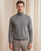 Heavy Gauge Turtleneck Wool Sweater — Grey
