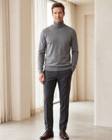 Heavy Gauge Turtleneck Wool Sweater — Grey