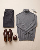 Heavy Gauge Turtleneck Wool Sweater — Grey