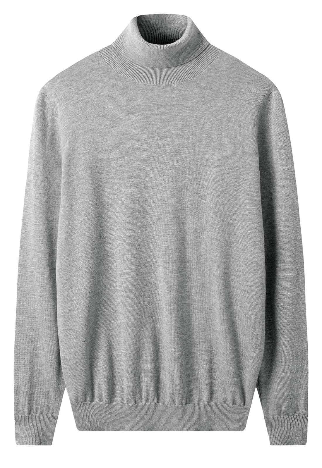 Heavy Gauge Turtleneck Wool Sweater — Light Grey