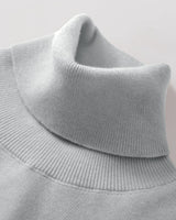 Heavy Gauge Turtleneck Wool Sweater — Light Grey