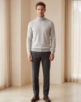 Heavy Gauge Turtleneck Wool Sweater — Light Grey