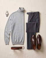Heavy Gauge Turtleneck Wool Sweater — Light Grey