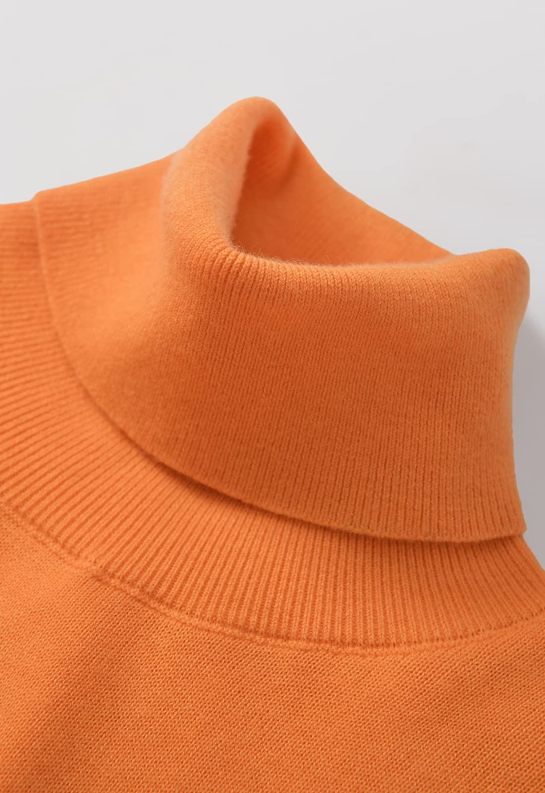 Heavy Gauge Turtleneck Wool Sweater — Orange