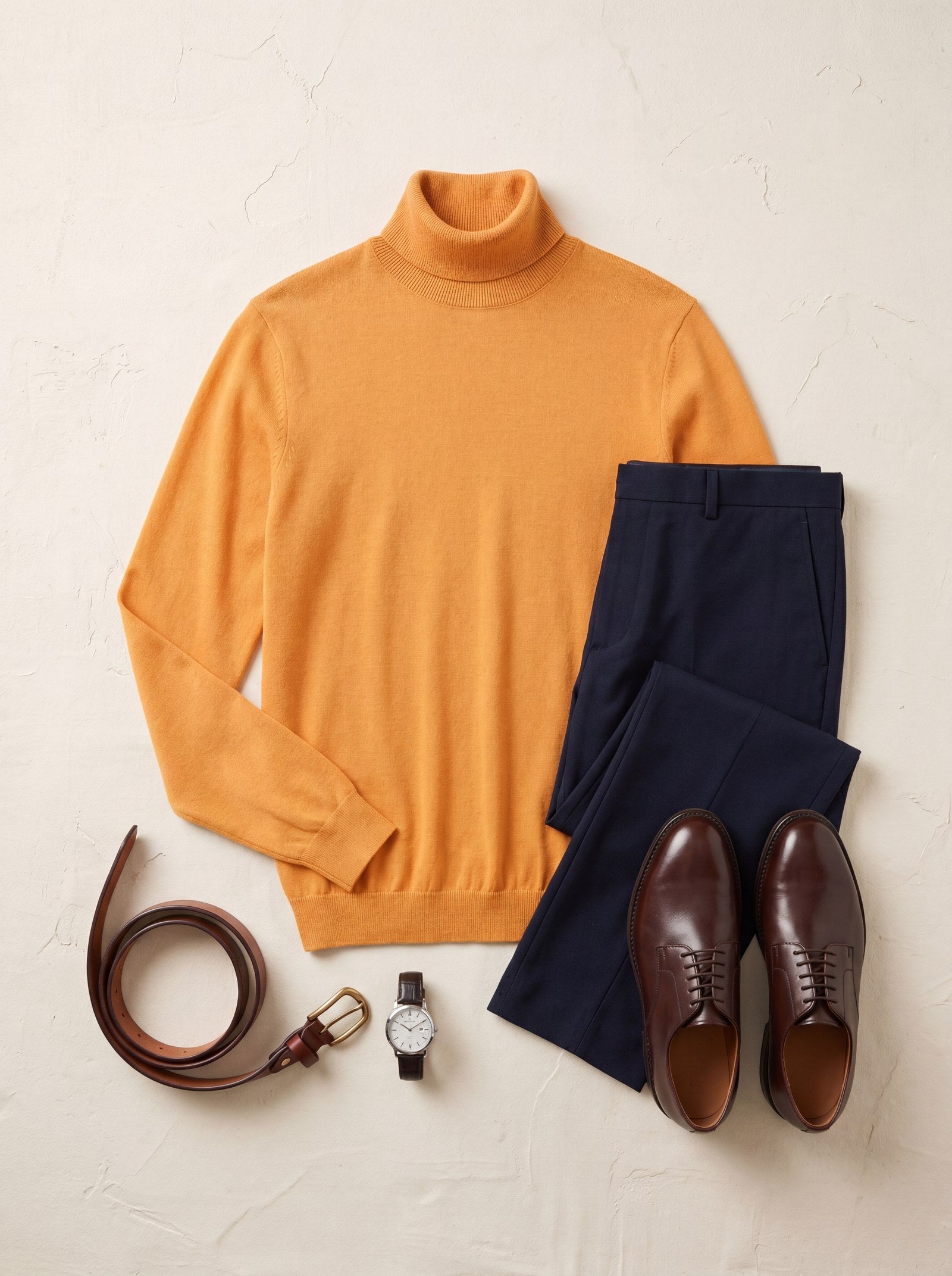 Heavy Gauge Turtleneck Wool Sweater — Orange