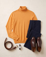 Heavy Gauge Turtleneck Wool Sweater — Orange