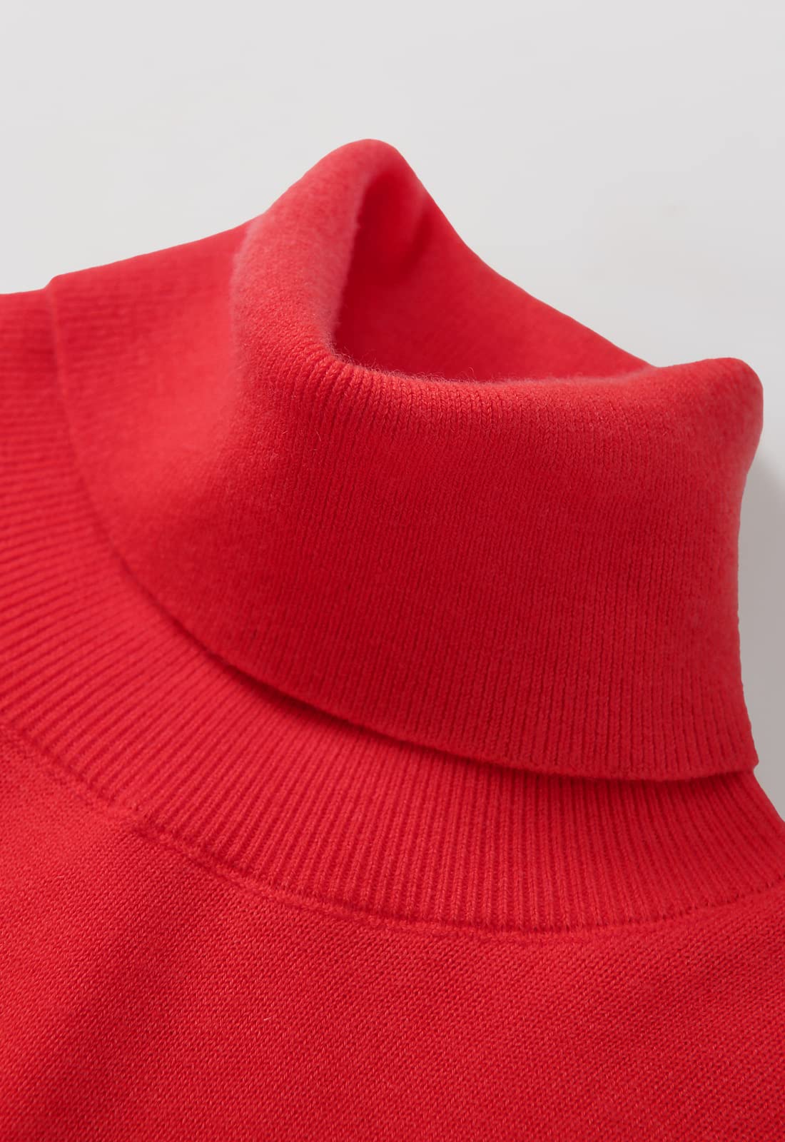 Heavy Gauge Turtleneck Wool Sweater — Red