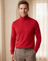 Heavy Gauge Turtleneck Wool Sweater — Red