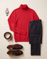 Heavy Gauge Turtleneck Wool Sweater — Red