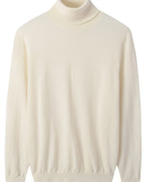 Heavy Gauge Turtleneck Wool Sweater — White