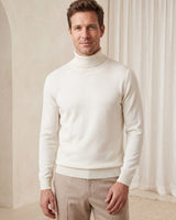 Heavy Gauge Turtleneck Wool Sweater — White