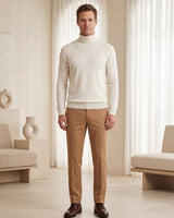 Heavy Gauge Turtleneck Wool Sweater — White