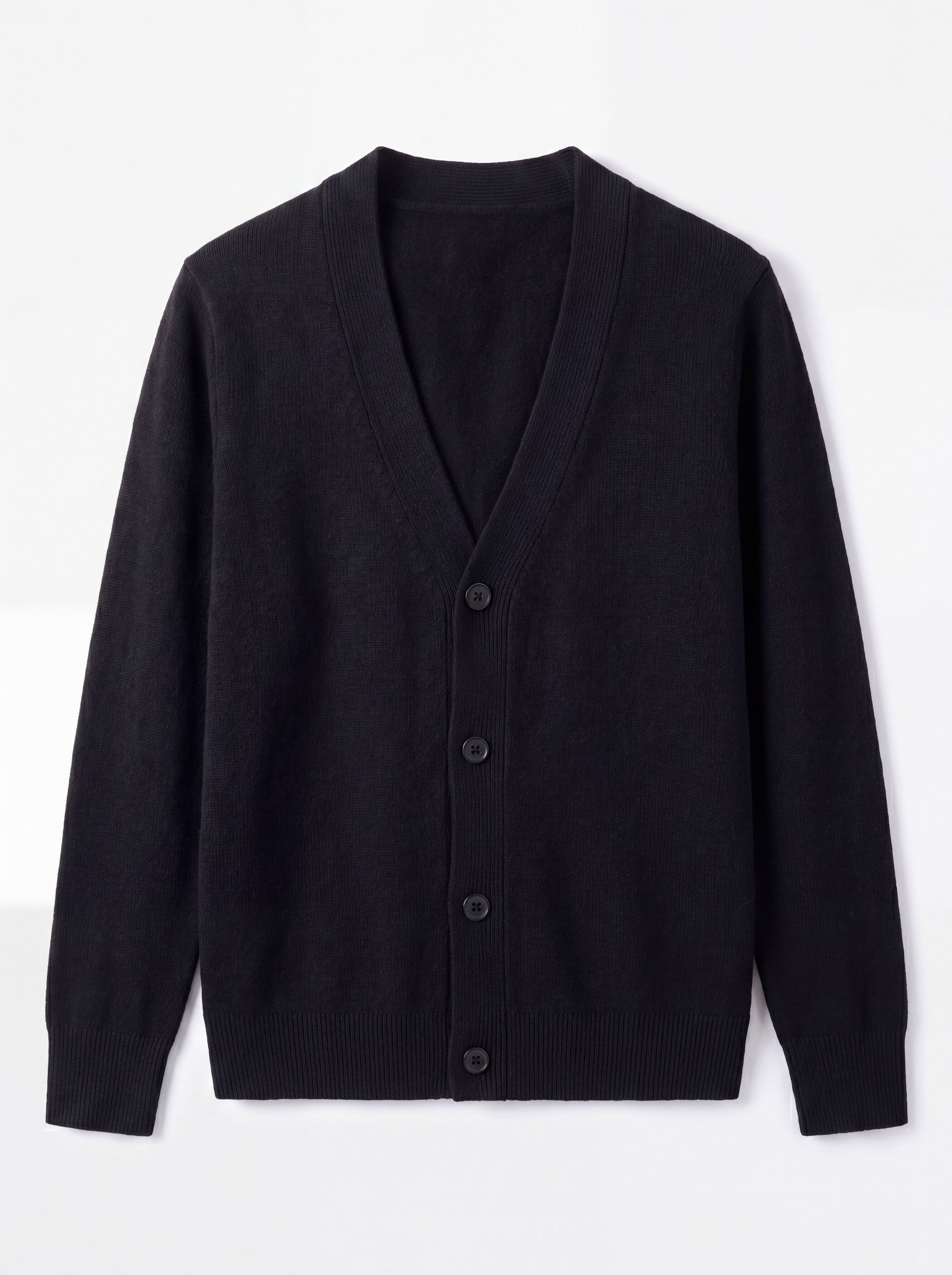 Oversized Button Wool Cardigan — Black